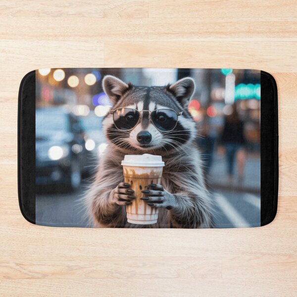 Item preview, Raccoon drinking iced coffee  designed and sold by Meryem Mamouni.