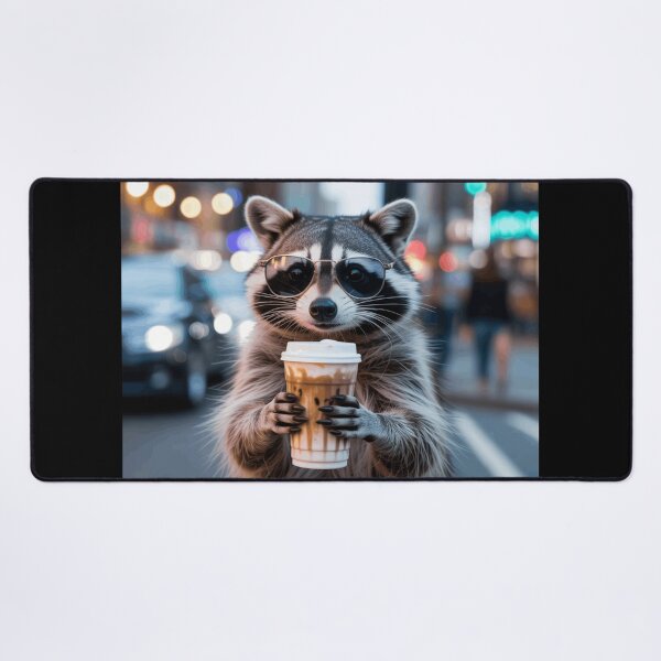 Item preview, Raccoon drinking iced coffee  designed and sold by Meryem Mamouni.