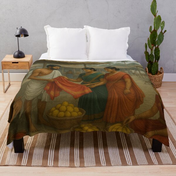 Item preview, Ancient Indian Village Market Scene - Traditional South Asian Life designed and sold by Mindful Heritage.