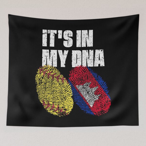 Item preview, IT'S IN MY DNA Softball - Cambodia Flag Fingerprint  designed and sold by CosmoKitsch.