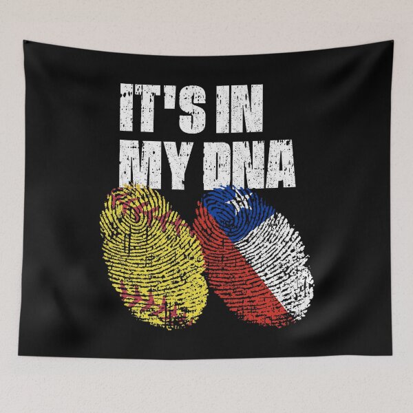 Item preview, IT'S IN MY DNA Softball - Chile Flag Fingerprint  designed and sold by CosmoKitsch.
