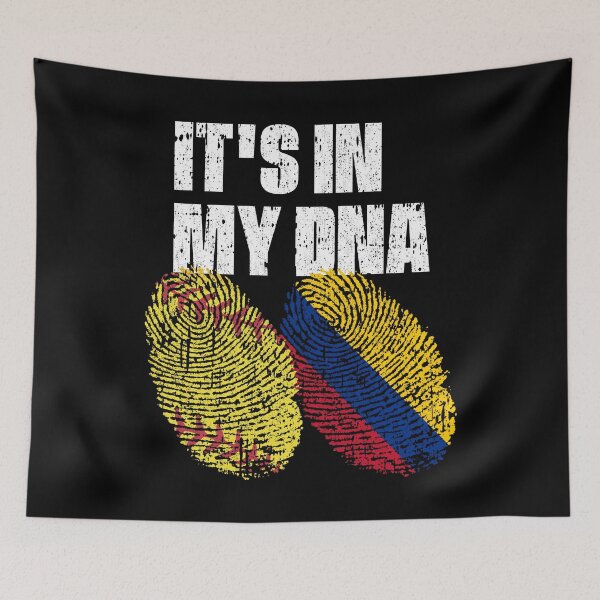 Item preview, IT'S IN MY DNA Softball - Colombia Flag Fingerprint  designed and sold by CosmoKitsch.