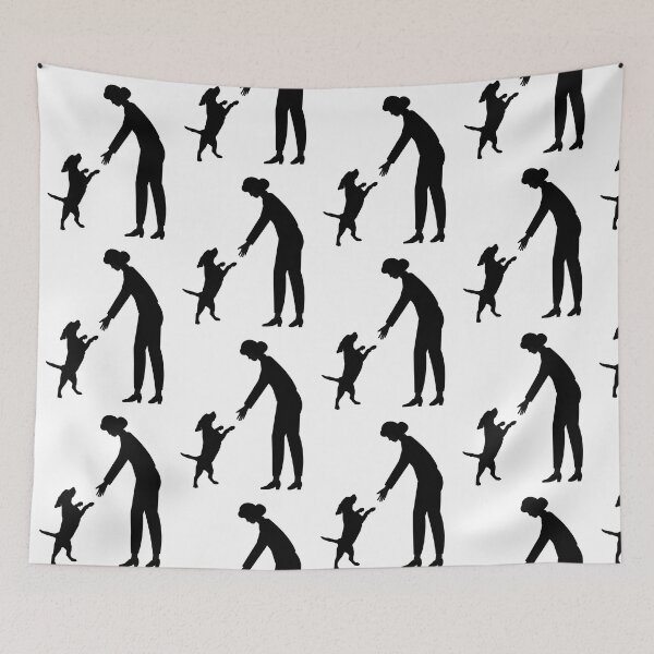 Item preview, Minimal Woman and Dog Silhouette  designed and sold by AnaPixMar.