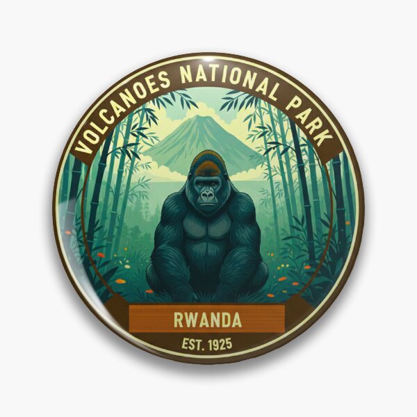 Item preview, Volcanoes National Park Rwanda Vintage Mountain Gorilla Safari designed and sold by MT-Hub | Cute Aesthetic Art, Stickers & Phone Cases.