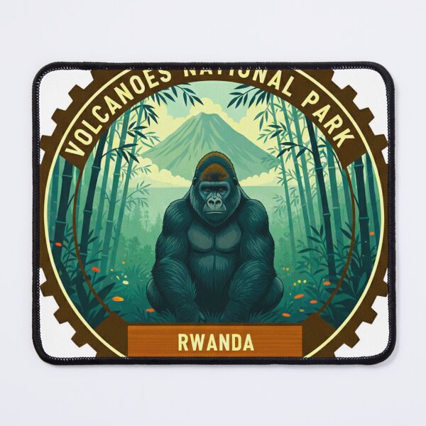 Item preview, Volcanoes National Park Rwanda Vintage Mountain Gorilla Safari designed and sold by MT-Hub | Cute Aesthetic Art, Stickers & Phone Cases.
