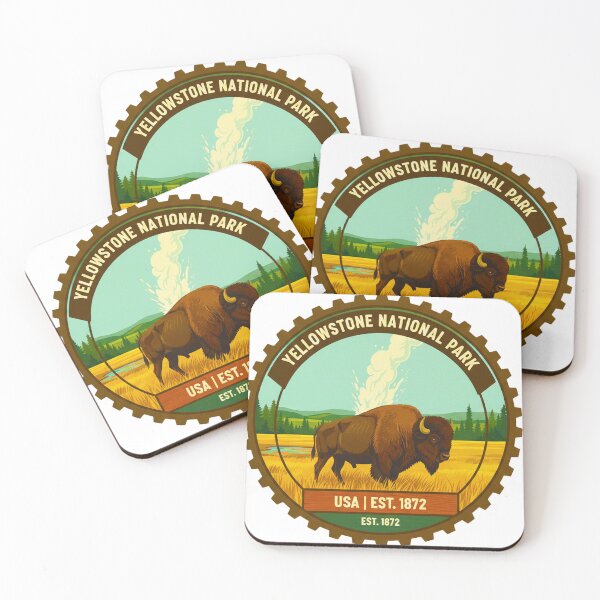 Item preview, Yellowstone National Park USA Vintage Bison Safari Badge designed and sold by MT-Hub | Cute Aesthetic Art, Stickers & Phone Cases.