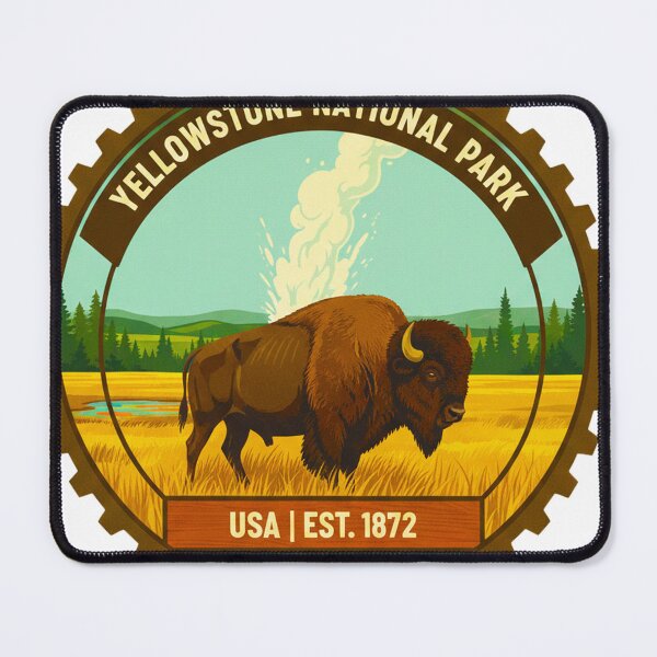 Item preview, Yellowstone National Park USA Vintage Bison Safari Badge designed and sold by MT-Hub | Cute Aesthetic Art, Stickers & Phone Cases.