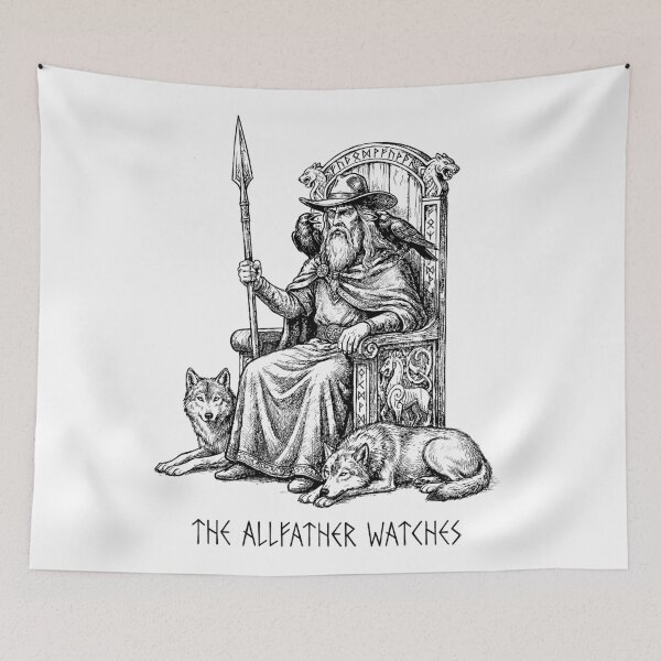 Item preview, Allfather on the High Throne - Odin God Norse Mythology designed and sold by bapupa.