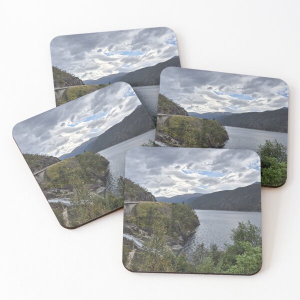 Item preview, Peaceful Mountain Fjord with Bridge – Scandinavian Nature designed and sold by ByIvette.