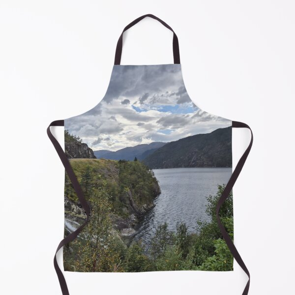 Item preview, Peaceful Mountain Fjord with Bridge – Scandinavian Nature designed and sold by ByIvette.