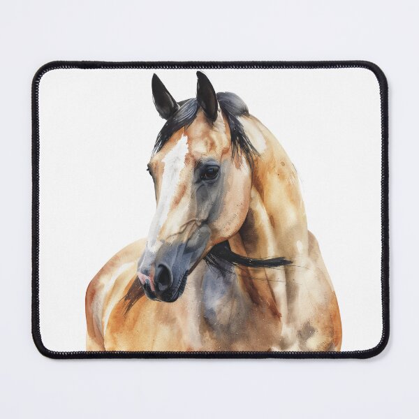 Item preview, Golden Buckskin Horse Watercolor Portrait Art designed and sold by Rutvain.