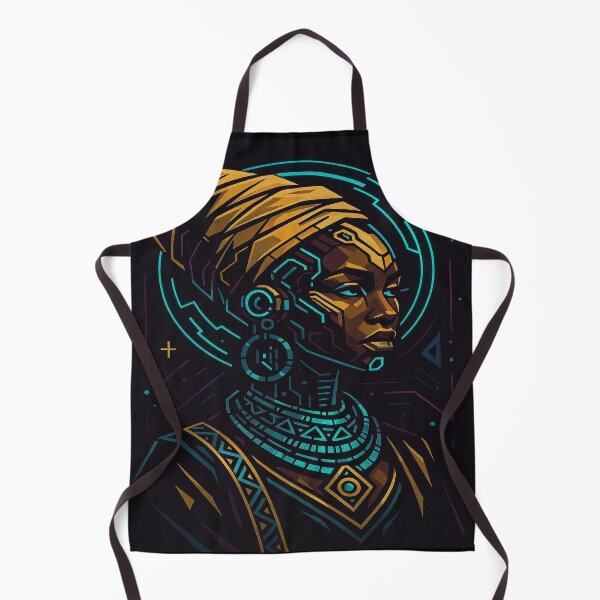 Item preview, Afrofuturist Queen – Cyberpunk African Portrait Illustration designed and sold by myforestfog.