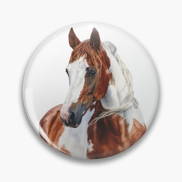 Item preview, Chestnut Pinto Horse Watercolor Portrait Illustration designed and sold by Rutvain.
