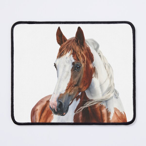 Item preview, Chestnut Pinto Horse Watercolor Portrait Illustration designed and sold by Rutvain.