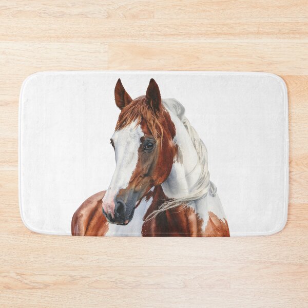 Item preview, Chestnut Pinto Horse Watercolor Portrait Illustration designed and sold by Rutvain.