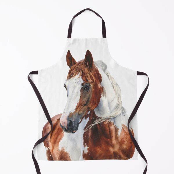 Item preview, Chestnut Pinto Horse Watercolor Portrait Illustration designed and sold by Rutvain.