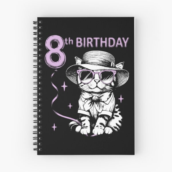 Item preview, 8th Birthday Cat - Cool Kitten With Sunglasses - Vintage Sketch Illustration designed and sold by ZuToMi.