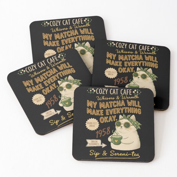 Item preview, Cozy Cat Cafe My Matcha Will Make Everything Okay designed and sold by LuminOrb.