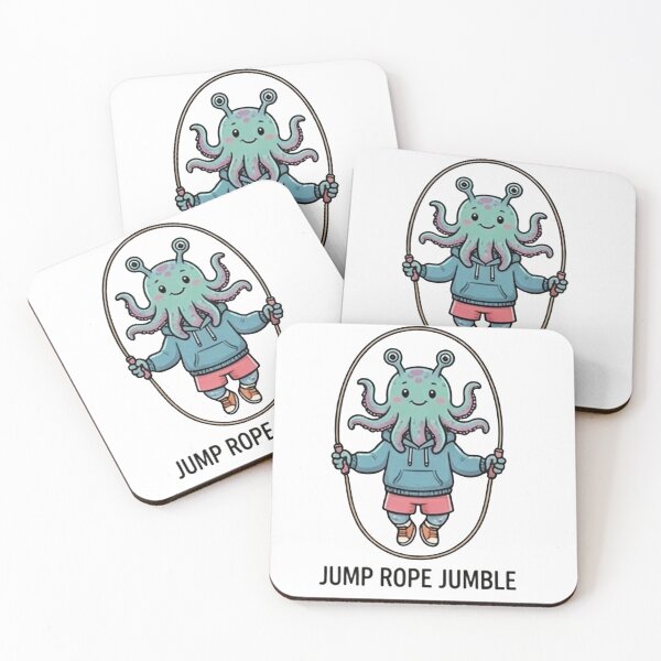 Item preview, Cute character like alien and octopus head wearing hoodie doing jump rope designed and sold by Berlin-D-Prs.