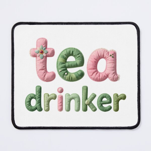 Item preview, TEA DRINKER - IN PINK AND GREEN FAUX LETTERING  designed and sold by AlexOBrienArt.