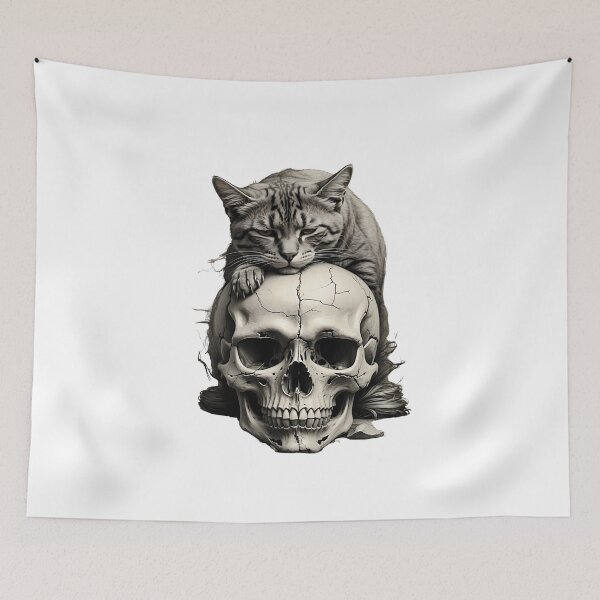 Item preview, Gothic Cat on Skull designed and sold by DesignArtLV.