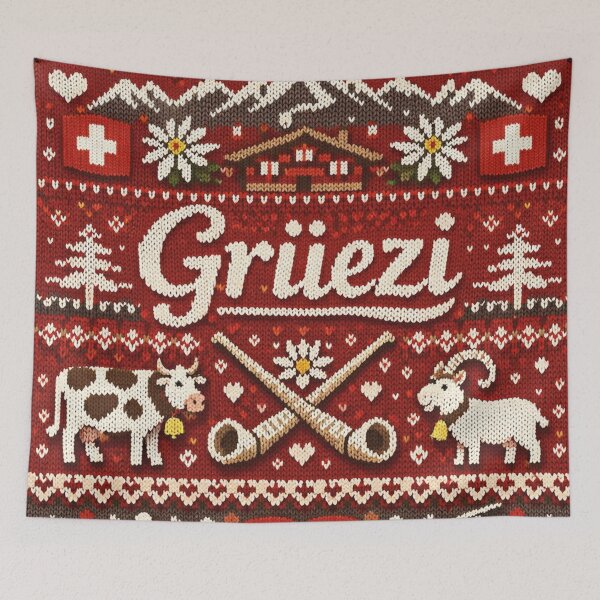 Item preview, Hello Switzerland, Alpine panorama in a cozy knit design designed and sold by Mauswohn.