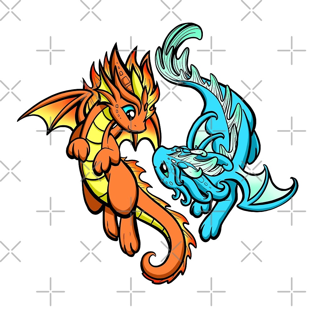 "Water and Fire Dragons" by Rebecca Golins | Redbubble