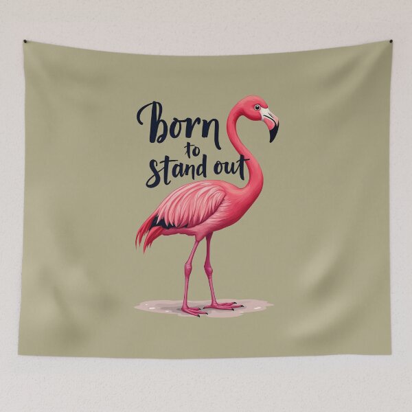 Item preview, Born to Stand Out Flamingo | Motivational Pink Bird Quote Art designed and sold by DesignsByDessie.