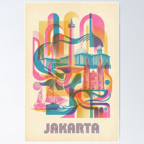 Item preview, Jakarta Vintage Art Deco designed and sold by CityMapPosters.