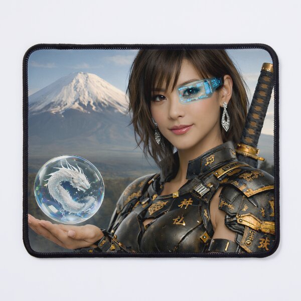 Item preview, Cyber Samurai with Dragon Crystal – Futuristic Japanese Spirit Art designed and sold by Dragon-Samurai.