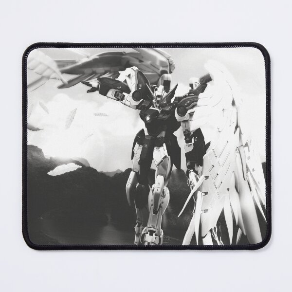Item preview, black white Wing Gundam zero remastered illustration designed and sold by sabartgunpla.
