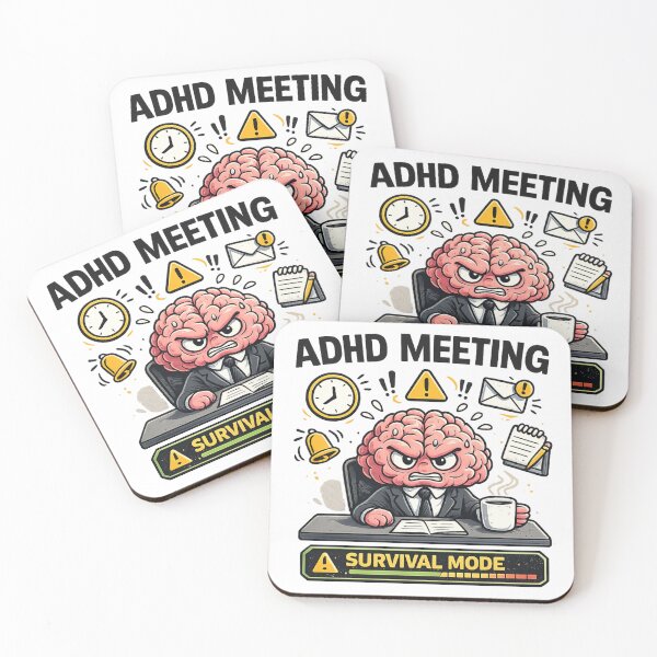 Item preview, ADHD Meeting Survival Mode Funny Brain Meme designed and sold by FeralMindStudio.