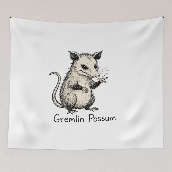 Item preview, Gremlin Possum Sticker – Chaotic Goblin Energy Funny Animal Shirt designed and sold by ZyxDes.