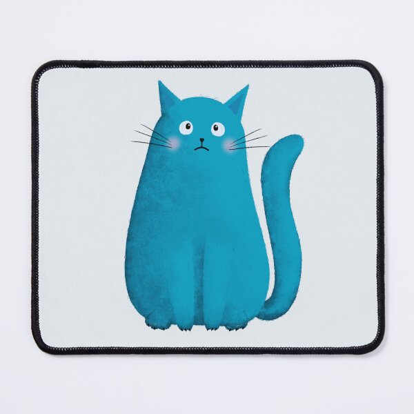 Item preview, Sad Cat Illustration – Light Blue Moody Cute Cat Art for Cat Lovers designed and sold by Brightful Creations .