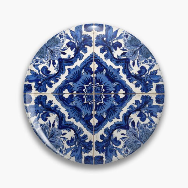 Item preview, Royal Delft Blue Portuguese Floral Tile Pattern designed and sold by GrinGalore.