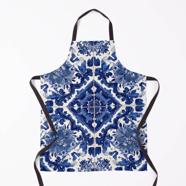 Item preview, Royal Delft Blue Portuguese Floral Tile Pattern designed and sold by GrinGalore.