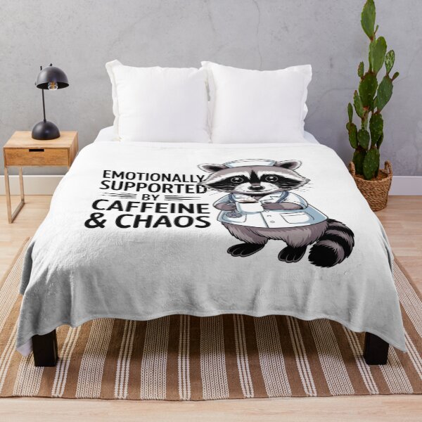 Item preview, Emotionally Supported by Caffeine & Chaos – Funny Nurse Raccoon Gift for ICU & ER Nurses designed and sold by HubCreates.