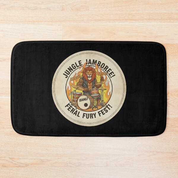 Item preview, Feral Fury Fest: Hard Rock Lion Drummer Jungle Jamboree Illustration designed and sold by ART-POD-PL.