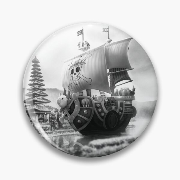 Item preview, black white The Thousand Sunny Straw Hat Pirates Ships in bali nusantara Digital Artwork full colour designed and sold by sabartgunpla.
