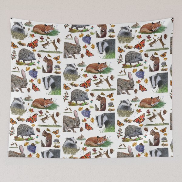 Item preview, British Wildlife Montage (Black Background) designed and sold by TheArtery2010.
