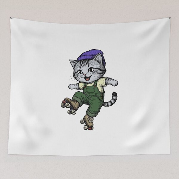 Item preview, A cat on roller skates designed and sold by krabbaraban.