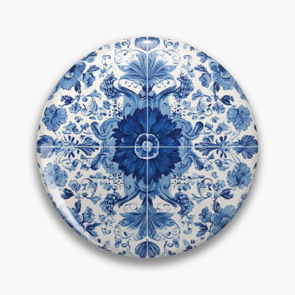 Item preview, Royal Delft Blue Florals Hand Painted Pattern designed and sold by GrinGalore.