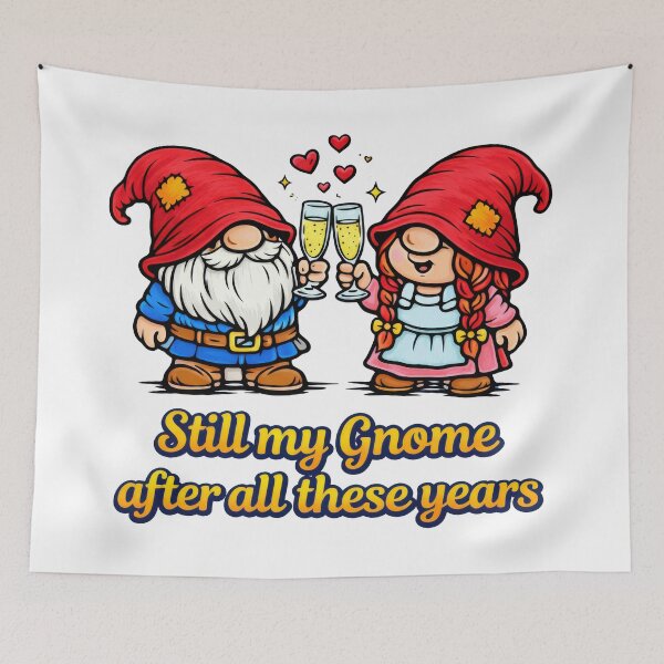 Item preview,  Still My Gnome After All These Years – Cute Gnome Couple Toasting with Champagne designed and sold by Moriarty's Digital Visions.