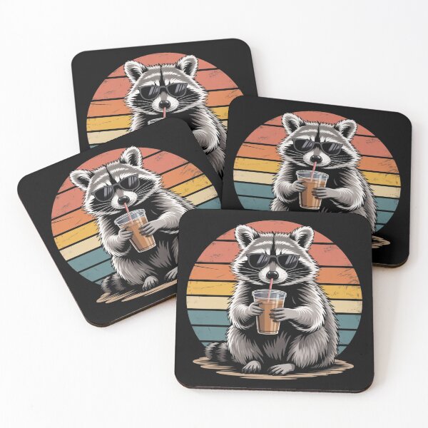 Item preview, Funny raccoon drinking iced coffee  designed and sold by Meryem Mamouni.
