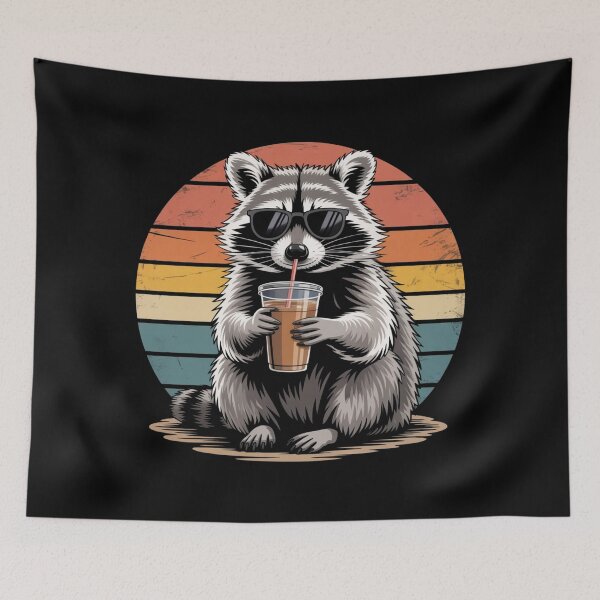 Item preview, Funny raccoon drinking iced coffee  designed and sold by Meryem Mamouni.