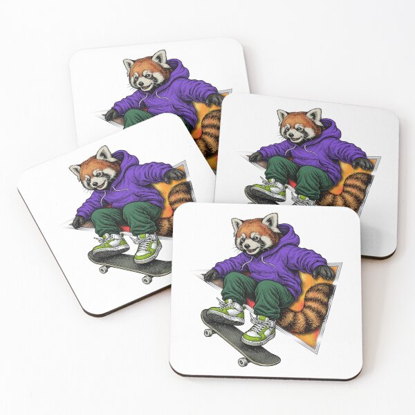 Item preview, Red panda on a skateboard designed and sold by krabbaraban.