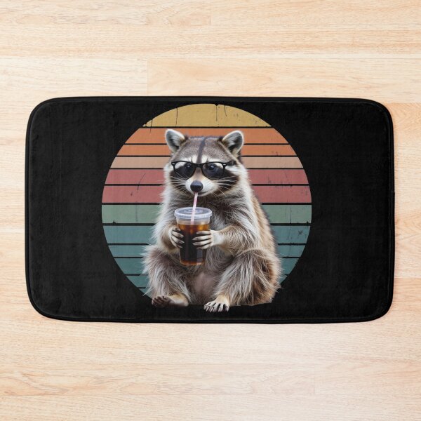 Item preview, Raccoon drinking iced coffee funny designed and sold by Meryem Mamouni.
