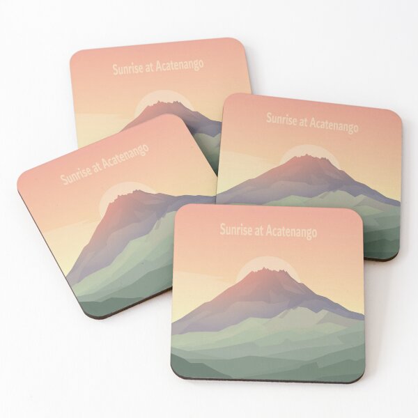Item preview, Acatenango Volcano Sunrise Minimalist Travel Art | Layered Mountain Illustration designed and sold by Globalcitytees.