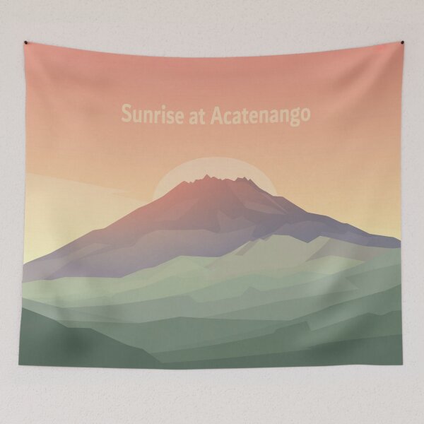 Item preview, Acatenango Volcano Sunrise Minimalist Travel Art | Layered Mountain Illustration designed and sold by Globalcitytees.
