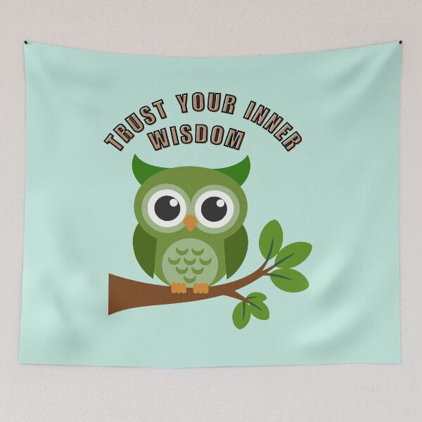 Item preview, Green Owl on Tree Branch – Trust Your Inner Wisdom designed and sold by Daily Mood Studio.